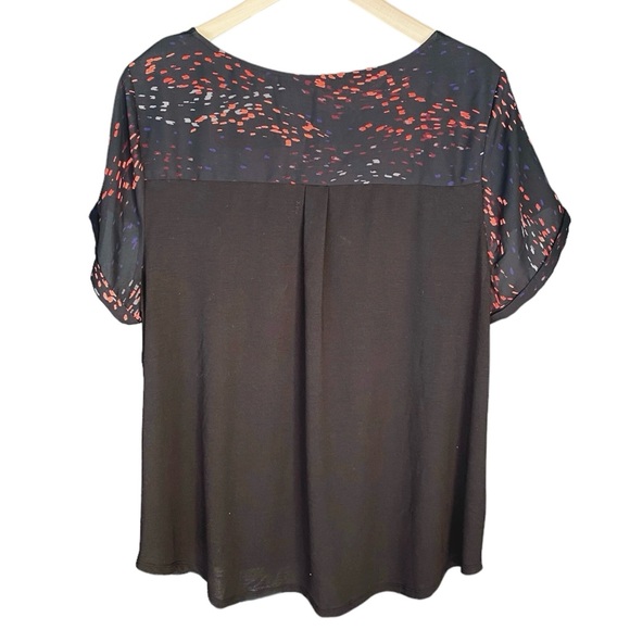 Apt. 9 Semi Sheer Black Splatter Top with Rolled Cuff - Picture 2 of 3